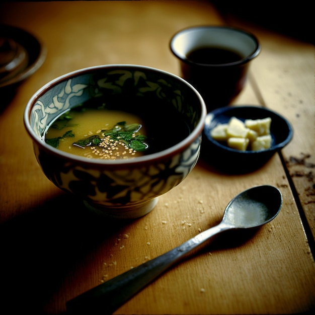 Photo delicious miso soup 3d illustrated