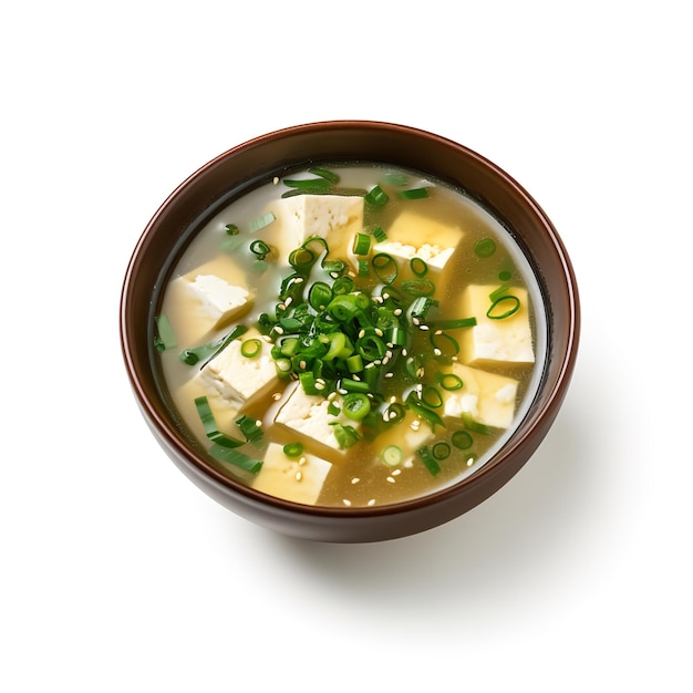 delicious miso soup isolated on white background