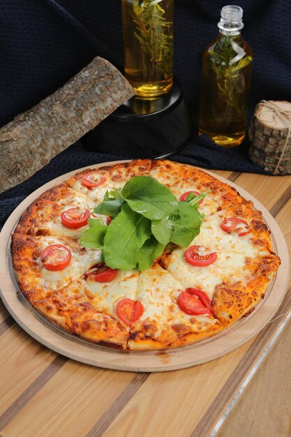 Photo delicious mixture pizza italian food