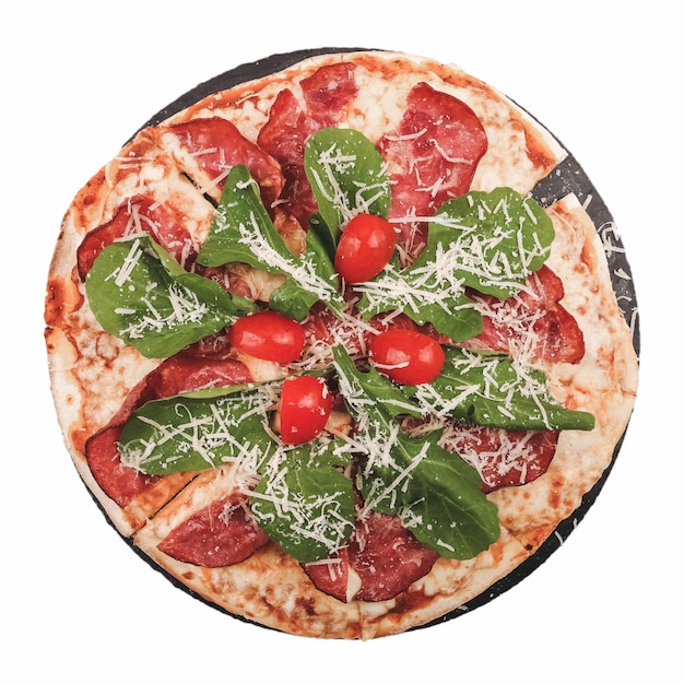 Foto deliziosa pizza mista cibo italiano