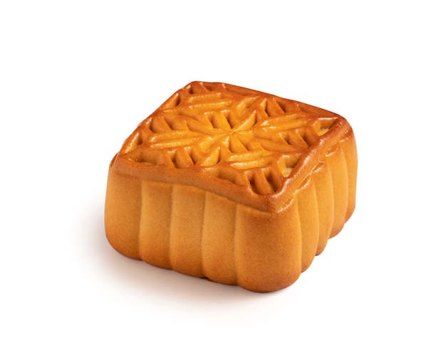 Delicious moon cake mooncake pastry for Mid-Autumn Festival food isolated on white table background.