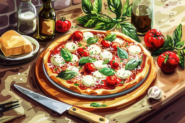 A delicious mouthwatering pizza made with fresh highquality ingredients Perfect for a party or a family dinner