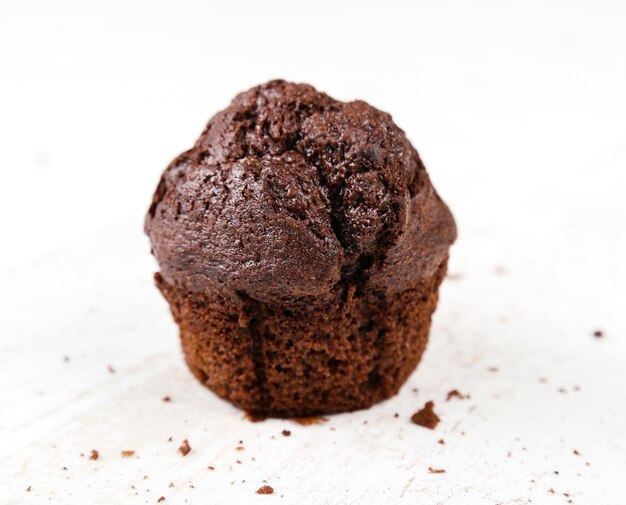 Delicious muffin with cocoa powder