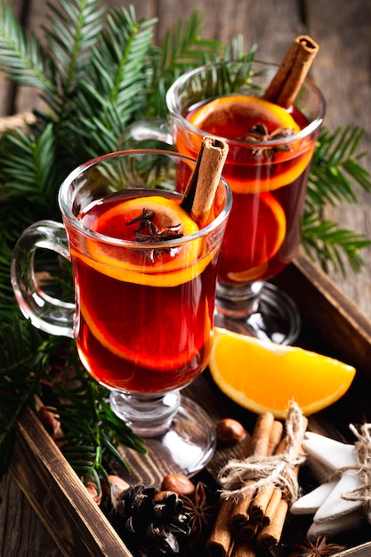 Delicious mulled wine drink concept