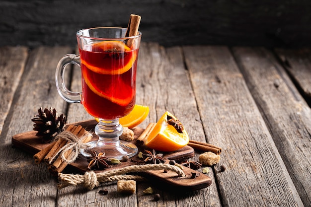 Delicious mulled wine drink concept