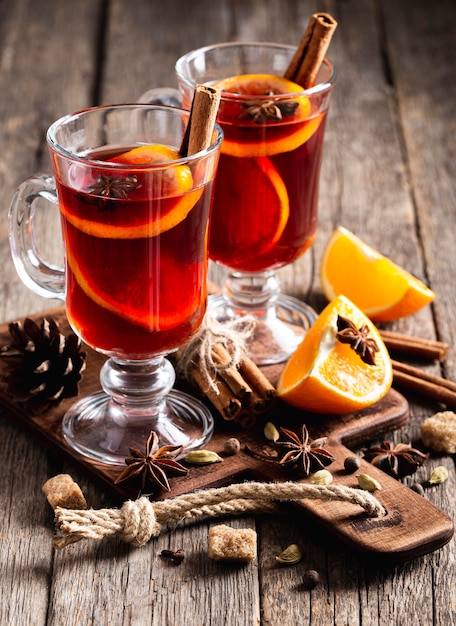 Delicious mulled wine drink concept