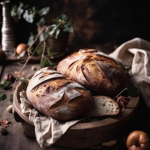 Delicious natural aesthetic baked bread generative ai