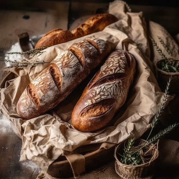 Delicious natural aesthetic baked bread generative ai