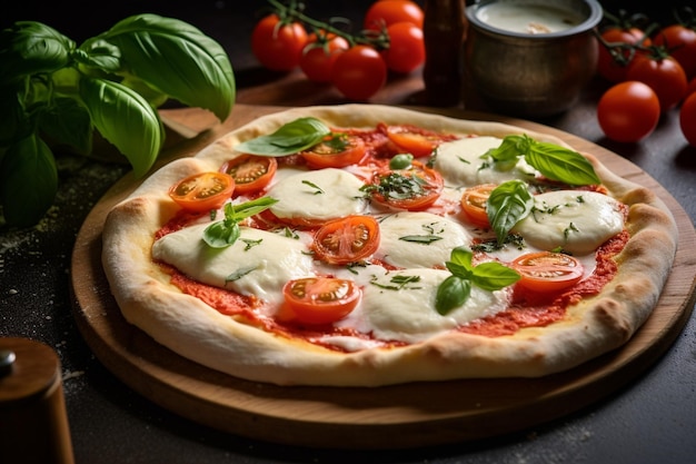 Photo delicious neapolitan pizza on a board