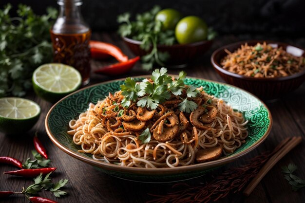 Фото Концепция вкусной лапши.