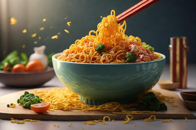 Photo delicious noodles concept