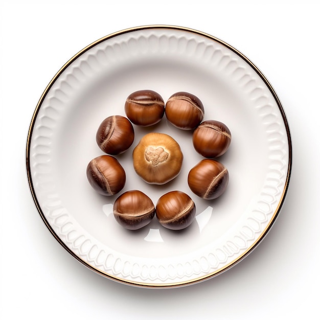 Photo delicious nut hazelnut lies on beautiful plate ai generated