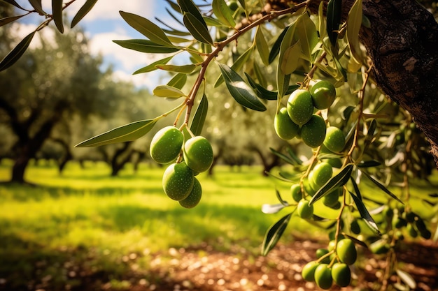 Delicious olives in picturesque olive grove