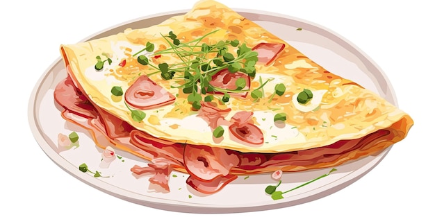 delicious omelette with ham and cheese skillfully isolated on a white background drawing viewers i