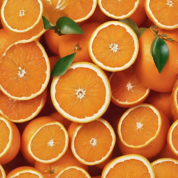 Delicious orange citrus fruit pieces on a light orange background