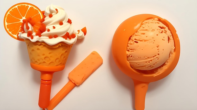 Delicious orange ice cream with orange