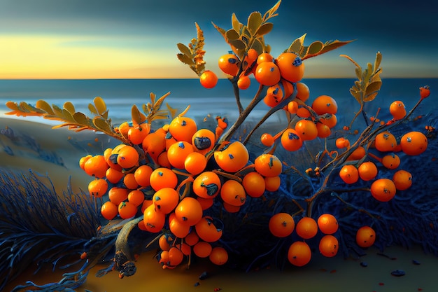 Delicious orange and sea