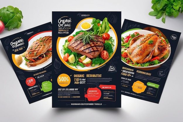 Photo delicious organic restaurant food flyer design templates