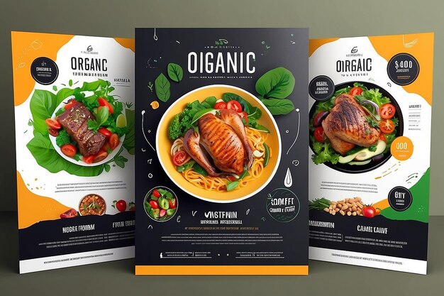 Фото Образцы дизайна флаеров для вкусных органических ресторанов