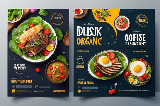 Foto delicious organic restaurant food flyer ontwerp templates