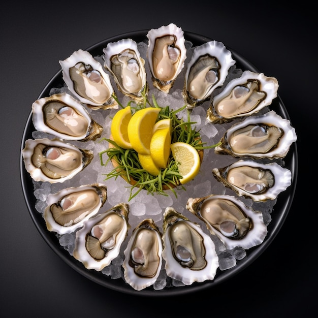 delicious oysters on ice