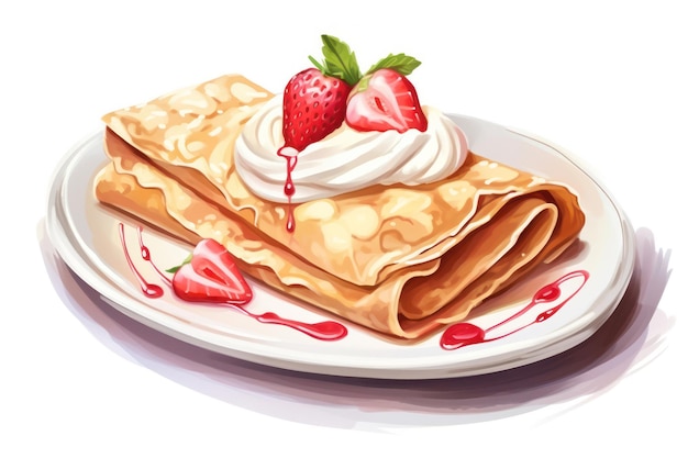 Photo delicious pancake stack with fresh fruit and maple syrup over a wooden plate