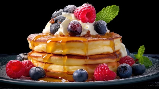 Delicious pancakes with berries