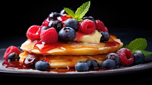 Delicious pancakes with berries