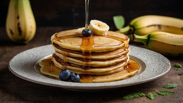 delicious pancakes with honey and berries