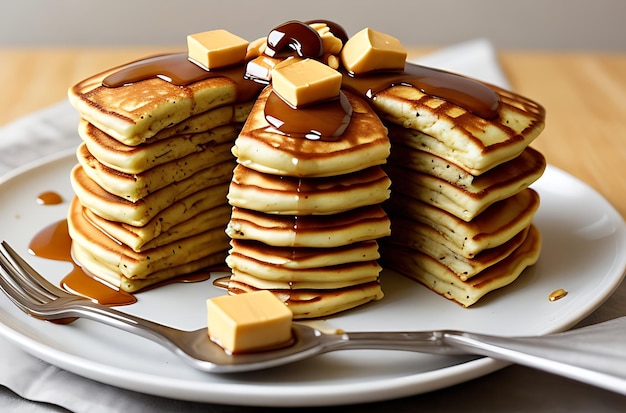 delicious pancakes with peanut butter arr