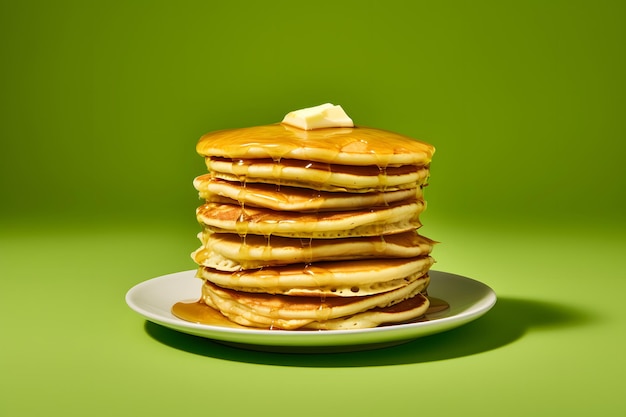 Delicious pancakes on wooden table with fruits