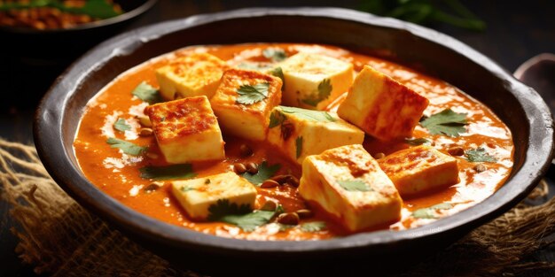 Delicious paneer bater masala dish in an indian restaurant generative ai