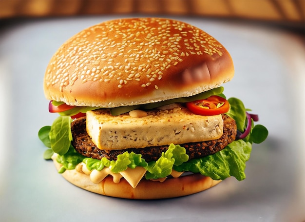 вкусный панир-гамбургер, созданный искусственным интеллектом
