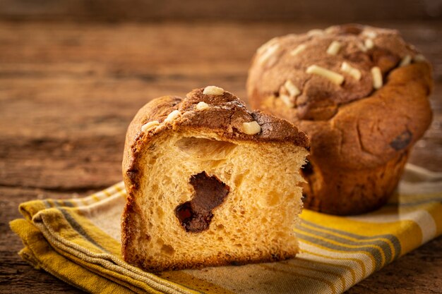 Delicious Panettone with chocolate Panettone Christmas food