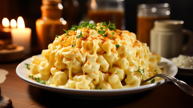 Delicious pasta and cheese sauce in a plate on white