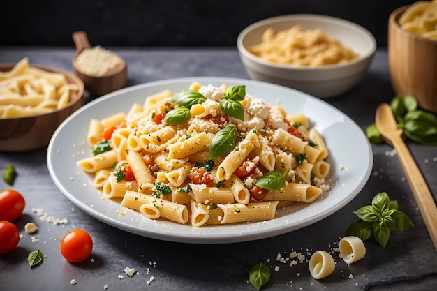 Delicious pasta on plate