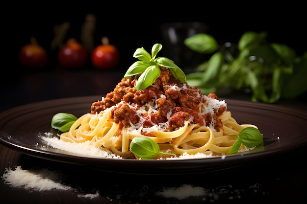 Delicious pasta with parmesan and bolognese