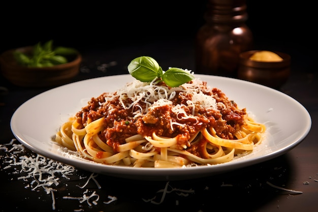 Delicious pasta with parmesan and bolognese