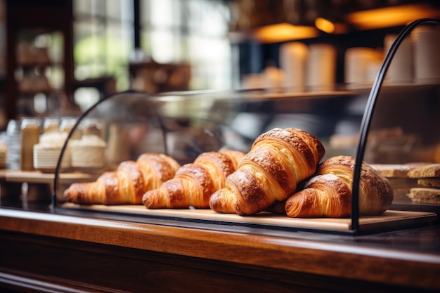 Delicious pastries and buns at the grocery store bakery