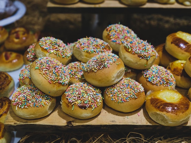 Delicious pastries at a hotel buffet