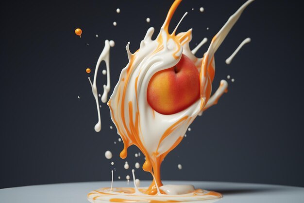 Delicious peach yogurt advertisement