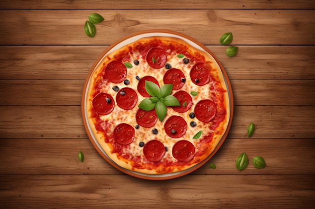 Вкусная пицца пепперони и оливковая на деревенском деревянном столе