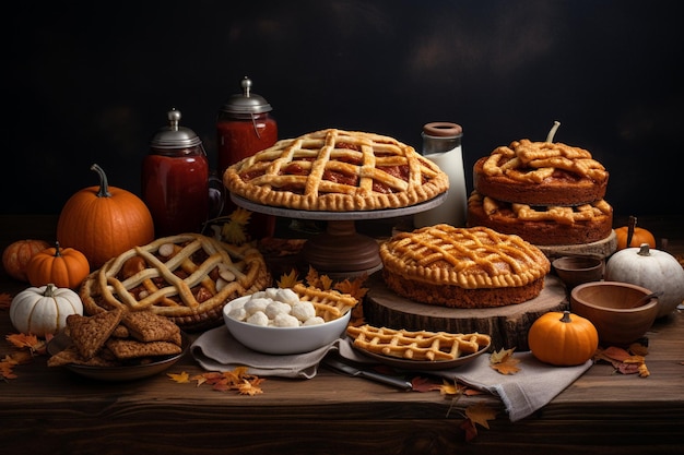 Delicious pie and pumpkin assortment