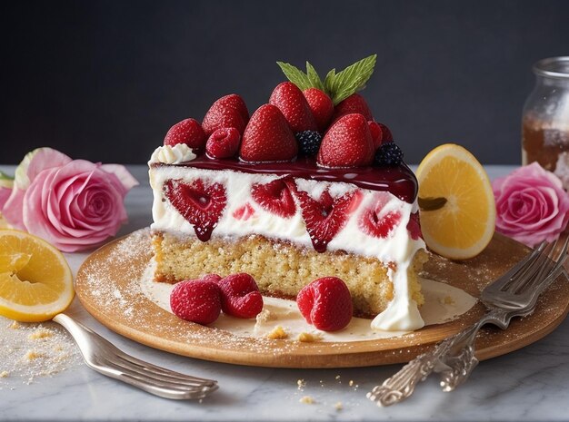 delicious pieces of cake photo