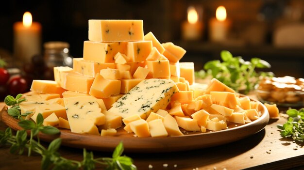 皿の上のおいしいチーズチーズ