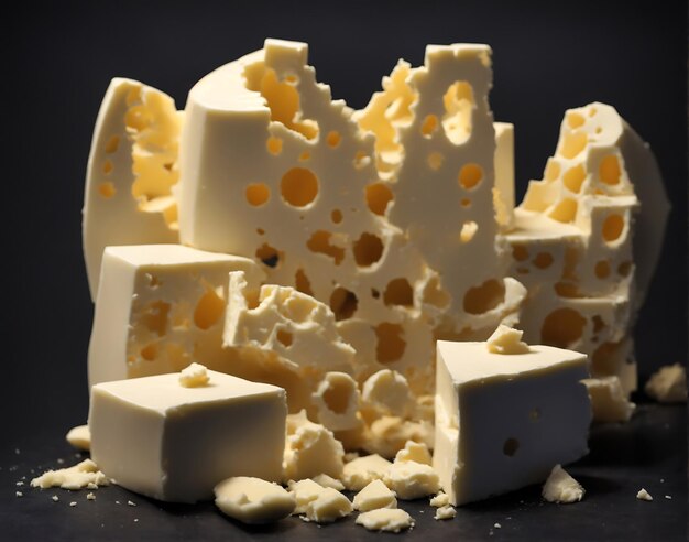 Delicious pieces of cheese isolated with generative ai