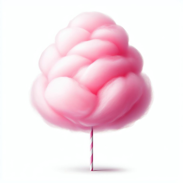 Photo delicious pink cotton candy isolated on a white background