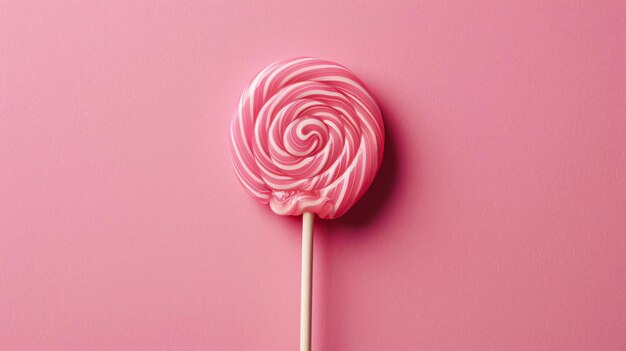 A delicious pink and white lollipop Its a perfect treat for a sweet tooth