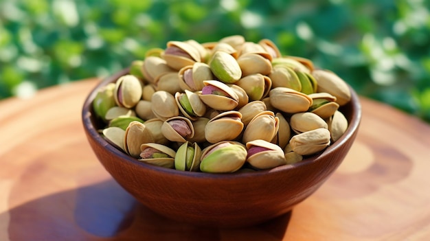 Delicious pistachios on a plate healthy food concept for farmers' market displays