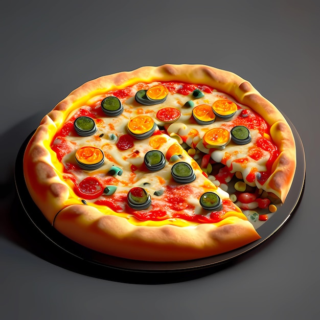 Delicious pizza fastfood on gray background